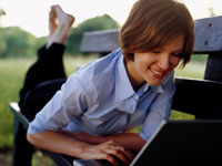 laptop in park