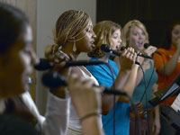 several girls singing