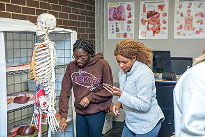 Two students studying in the A&P Student Success Center.