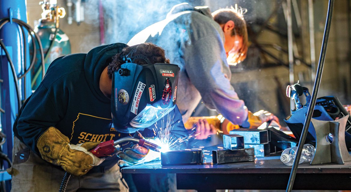 Welding students at Kirkwood Community College