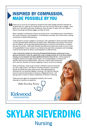 Skylar Sieverding, Nursing