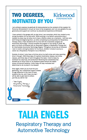 Talia Engels, Respiratory Therapy and Auto Technology